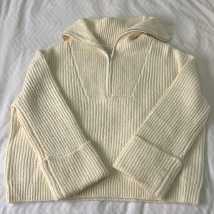 JustFab Cream Knit Half-Zip Sweater